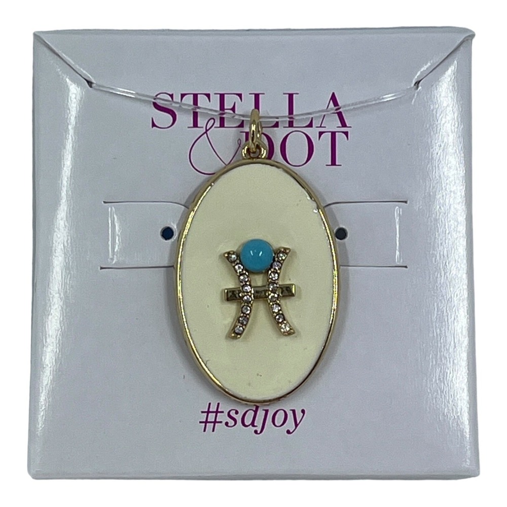 Stella & Dot Pisces Zodiac Constellation‎ Pendant Necklace Gold Tone Turquoise